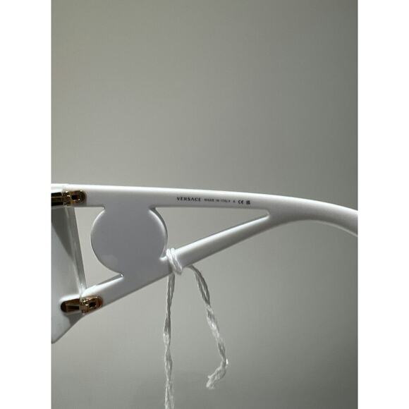 Versace Unisex Shield Sunglasses in Black with White Accents - Picture 4 of 4